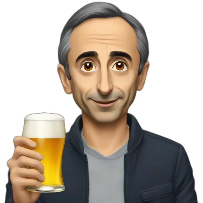 Éric zemmour bois une bière emoji