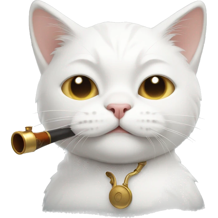 white cat with pipe emoji