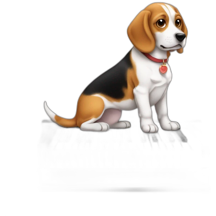 chien beagle assis a coté d'un piano emoji