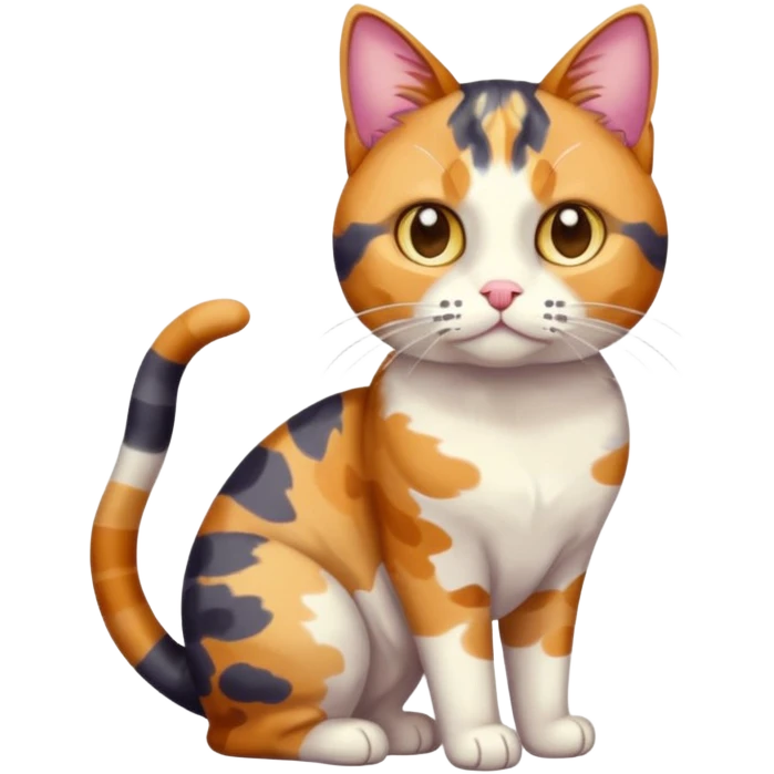 full body anxious looking colourful patchy calico tabby cat emoji