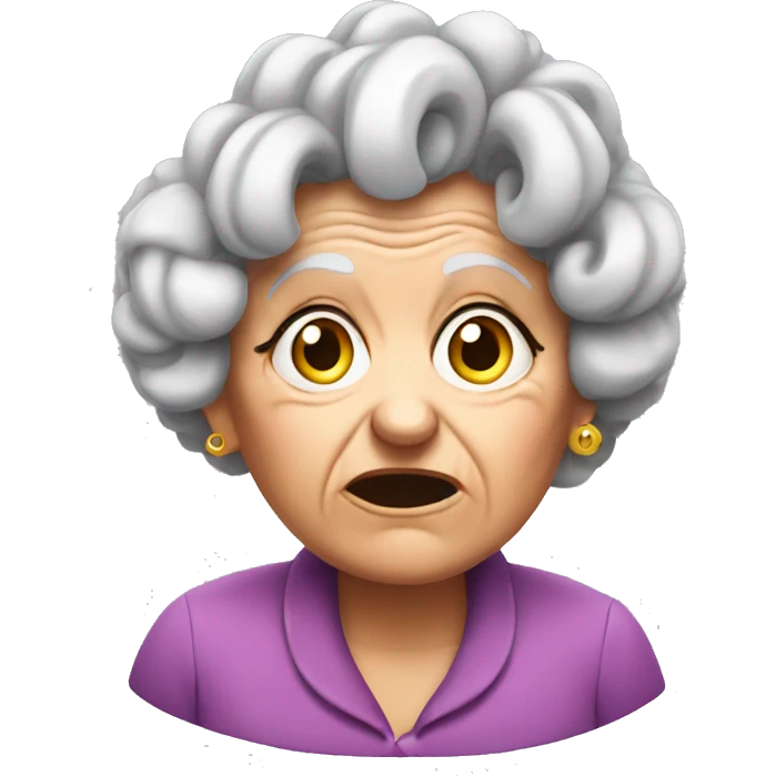 Confused old lady with curlers emoji