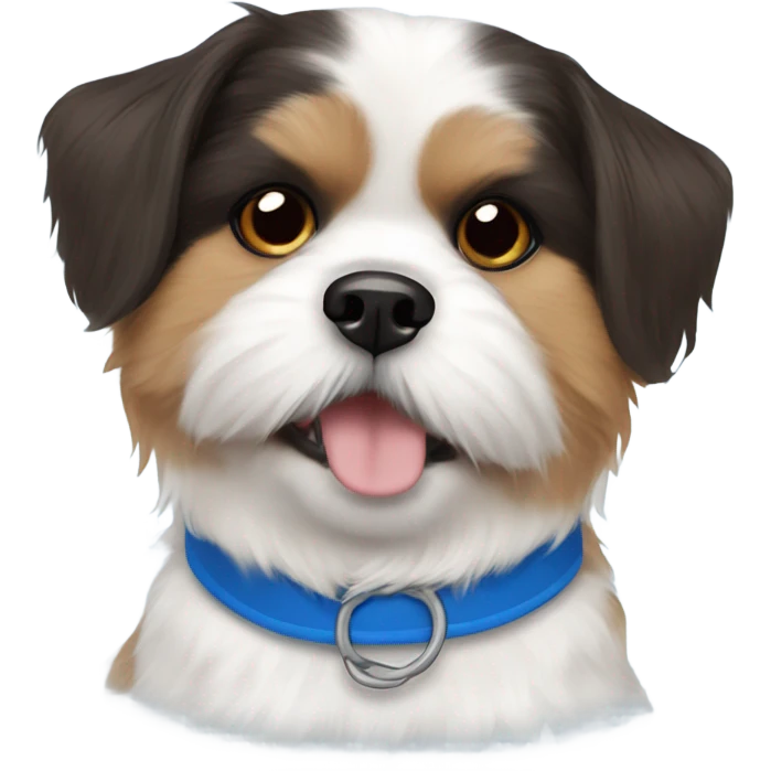 Shih tzu corgi mix with blue collar  emoji