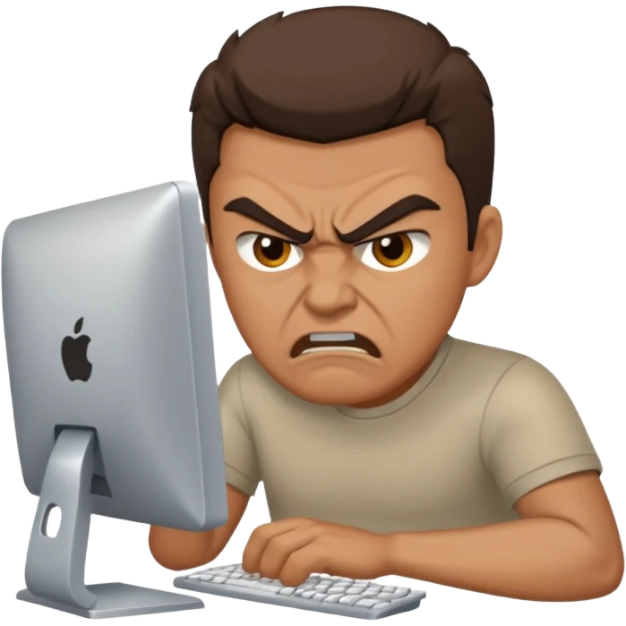 The man at the computer is angry emoji