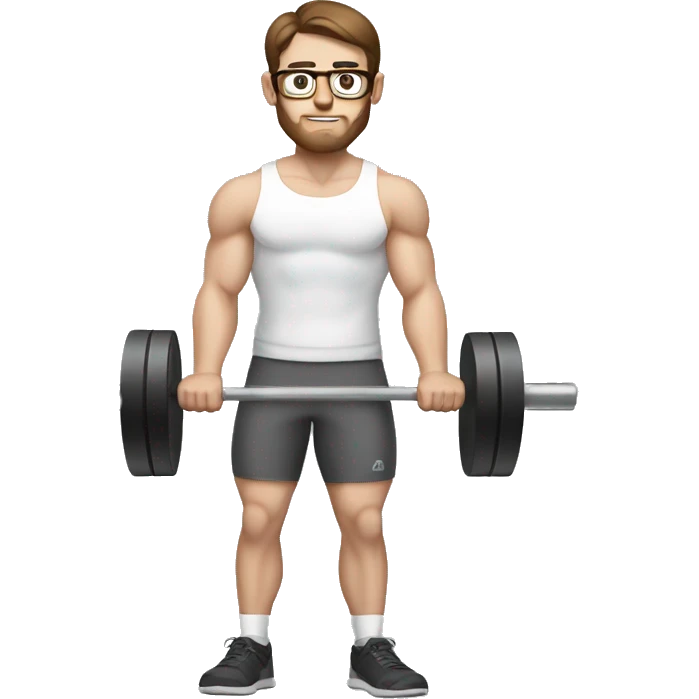 white nerd guy with brown hair doing weight training emoji