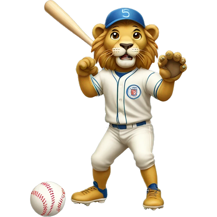 Lion playing baseball emoji