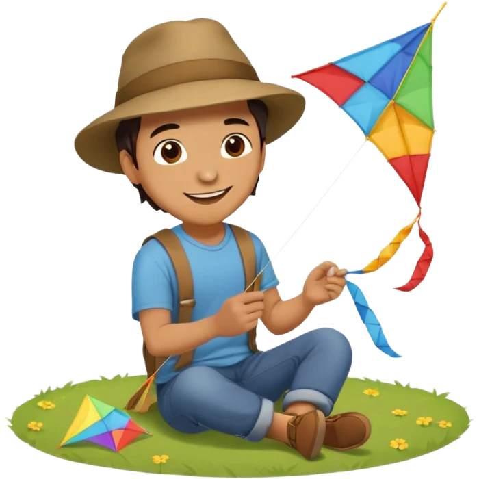 man making a kite. in the ground emoji
