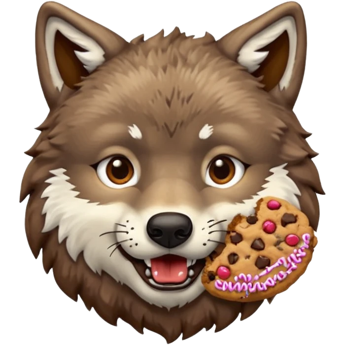 Wolf face eating cookie emoji