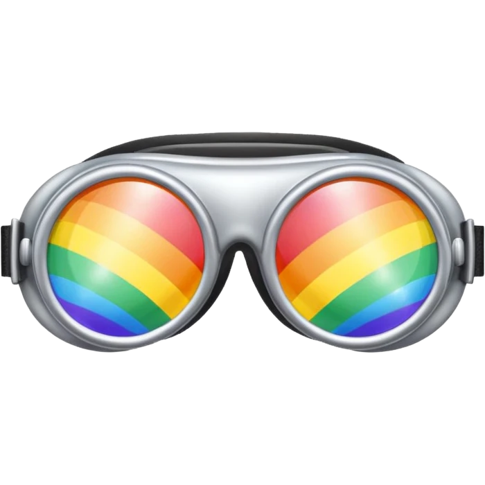 silver simulation rainbow goggles emoji