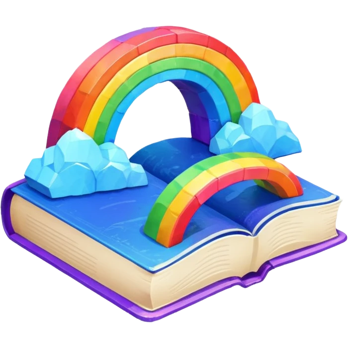fantasy magic RAINBOW book low poly emoji