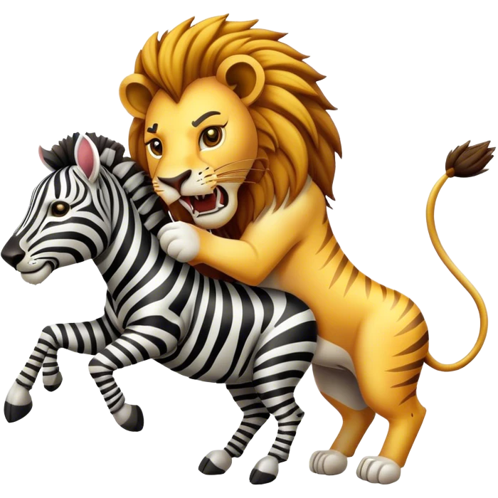 A lion attacking a zebra  emoji