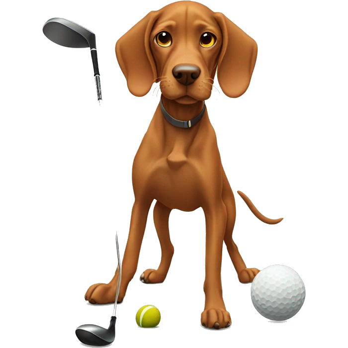 Vizsla playing golf emoji