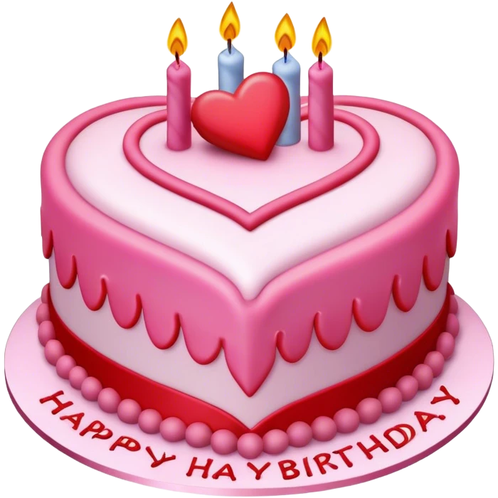 Gorgeous Pink and red heart shaped birthday cake emoji
