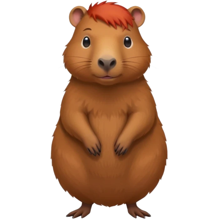 Capybara with red head hair, standing emoji