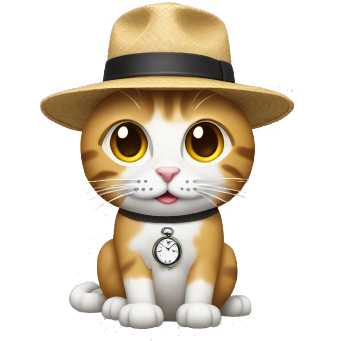 combine emojis to create a cat wearing a woman's hat and a watch emoji