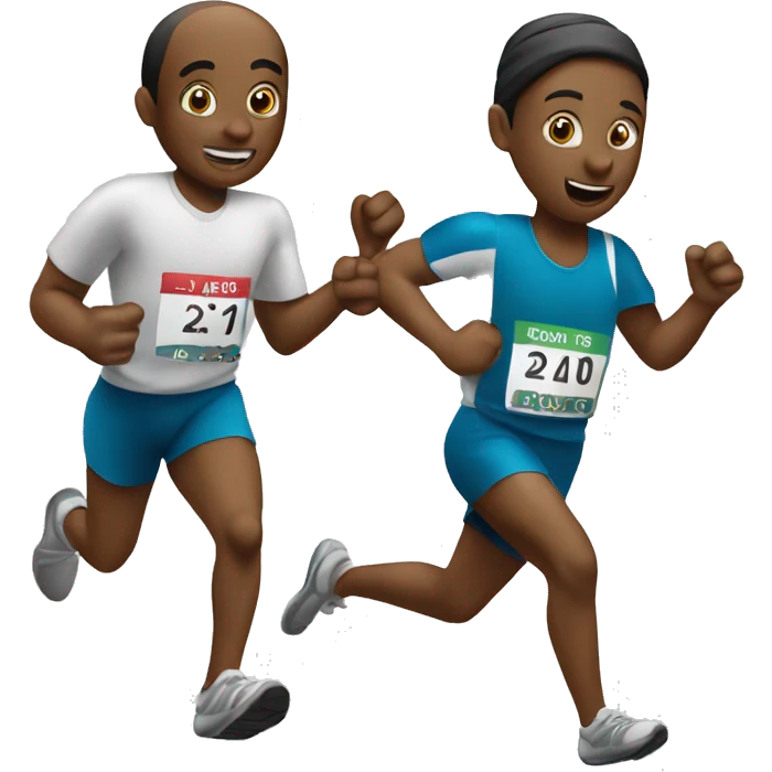 Two runners doing the relay race with a stick emoji
