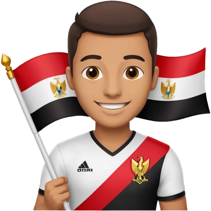 ‏رجل يرفع شعار منتخب مصر emoji