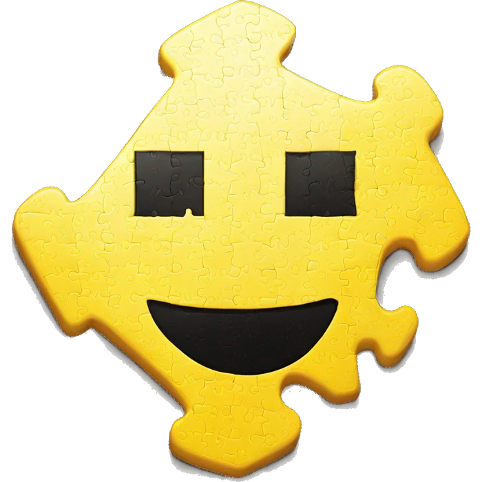 pixel art yellow puzzle piece with happy face emoji