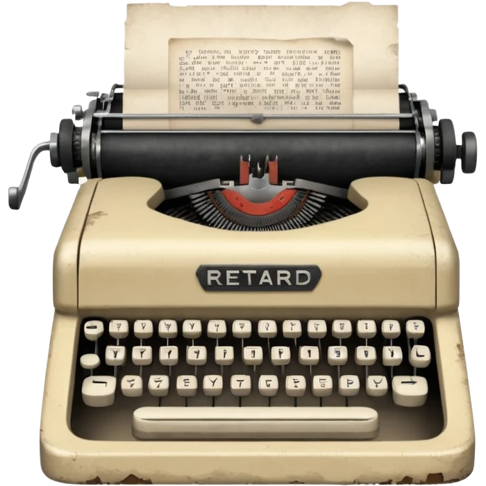 Typewriter with paper that says retard emoji