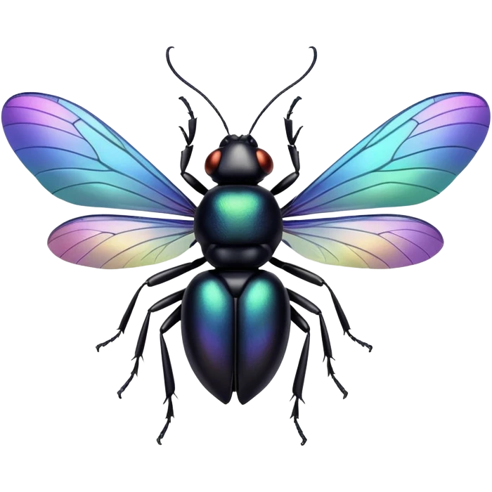 black bug flying emoji