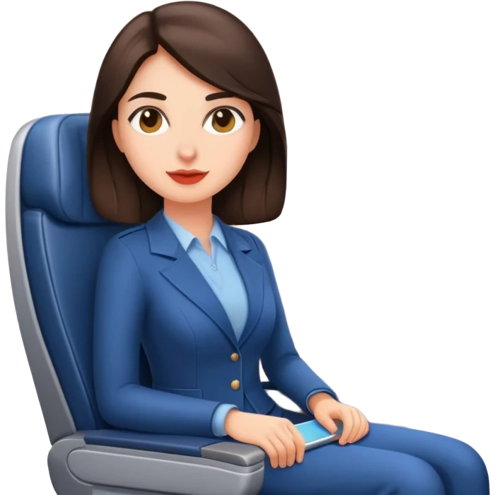 Brunette sitting in airplane seat emoji