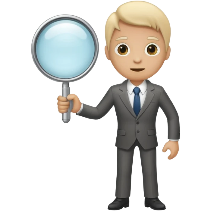 Magnifying glass that has limbs and a suit on(should look like the character Rodger from Dandy’s World) emoji