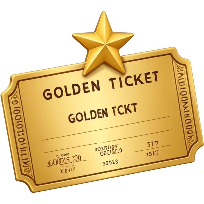 A cute 3D Stylized icon of Golden Ticket with a Star emoji