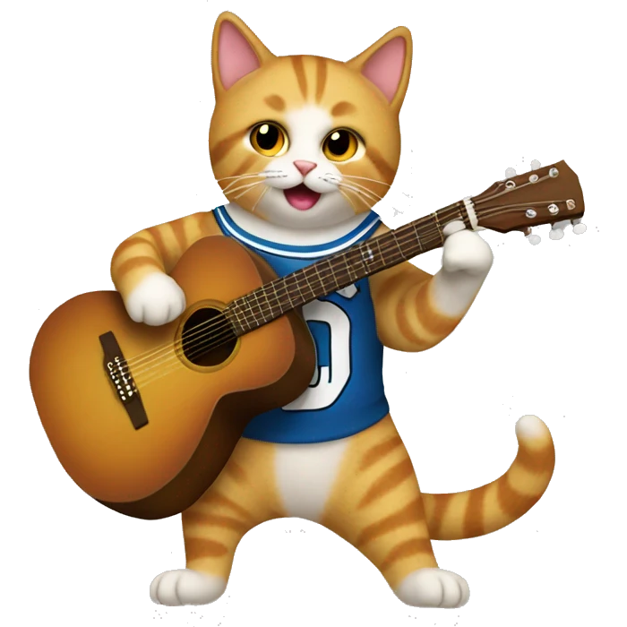 cheerleader cat playing acoustic guitar emoji