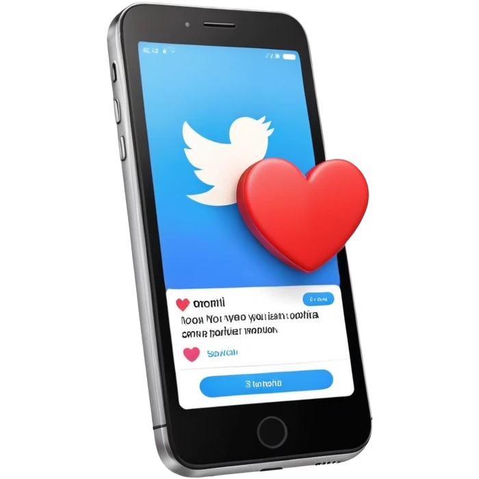 smartphone showing a colorful social media post with a heart and image icon emoji