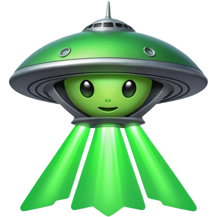 Alien spaceship, glowing beam, small cartoon emoji, no background emoji