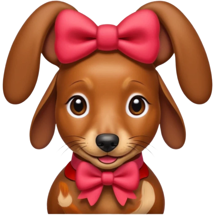 Female Dachshund with red hello kitty bow on her ear emoji