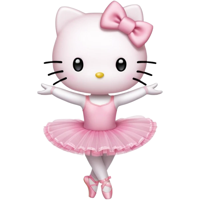 Hello Kitty character in ballet pose with pink tutu emoji