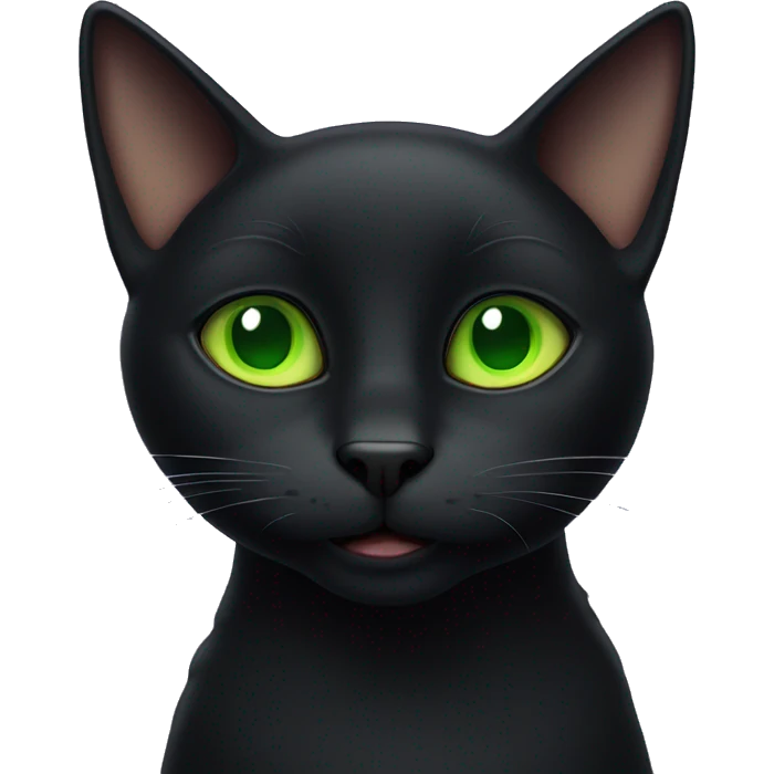 a black cat with small ears and big green eyes emoji