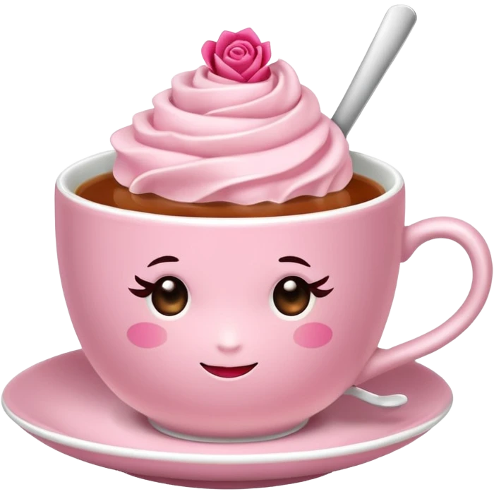 rose hot milk tea with tea cup emoji