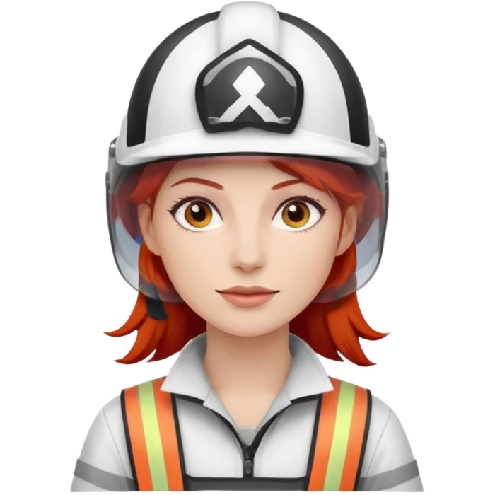 Mujer pelo rojo con casco blanco emoji