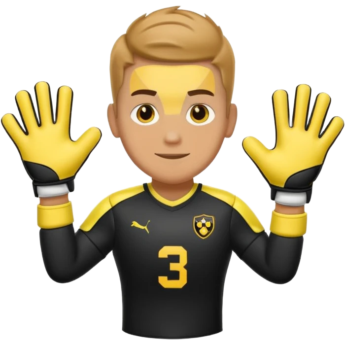 Football goalkeeper gloves with man goalkeeper and small emoji emoji