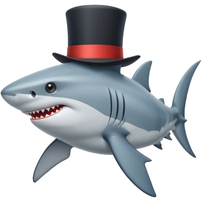 Shark with a top hat emoji