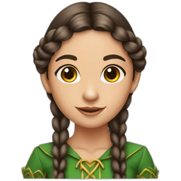 Beautiful brunette elf girl with braids emoji