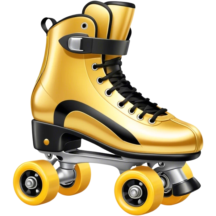 Gold and shiny roller skates with black details emoji