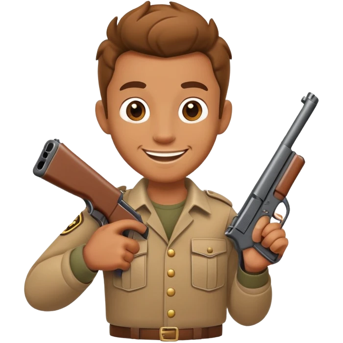 Cartoon character named Doddieman holding a gun emoji