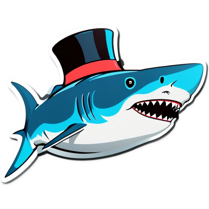 Shark with a top hat emoji