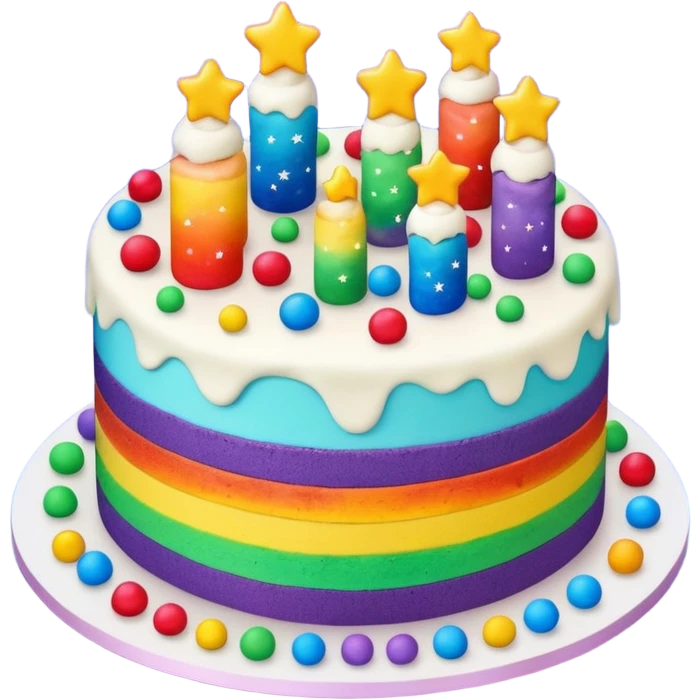 Rainbow galaxy starry cake emoji