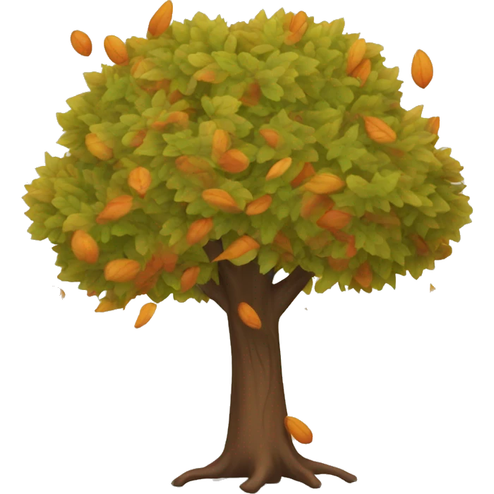 autumn tree with leaves falling  emoji