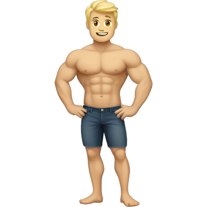 full body blond guy with muscles a little bit fat  emoji