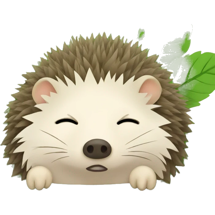hedgehog sleeping with leaves emoji