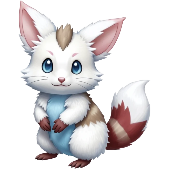 Shiny White Furry Snowy Ice-type Furret-Minccino-Zangoose-Hybrid (Full body) emoji