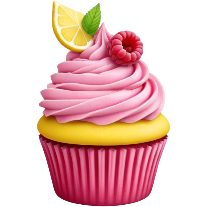 Raspberry lemonade themed cupcake emoji