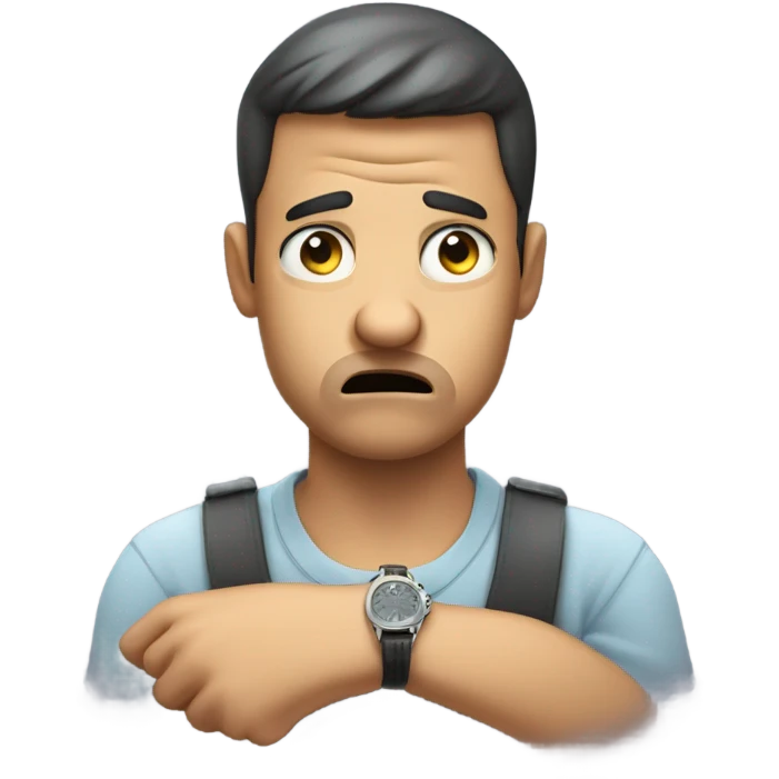 angry while looking at watch emoji