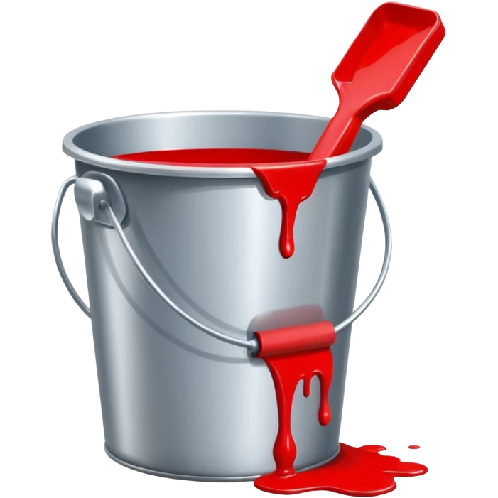paint bucket, only bucket, spilled paint, red color emoji