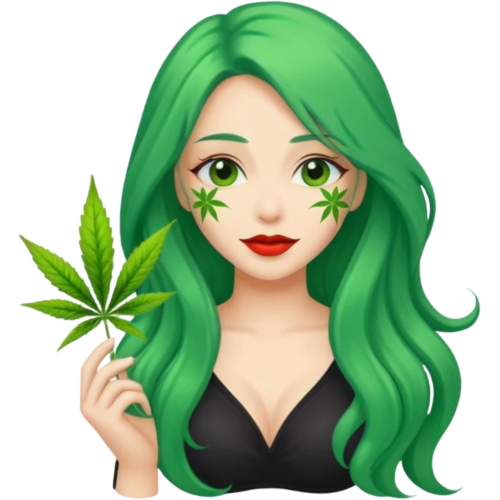 Woman with long green hair protector of weed sexy emoji