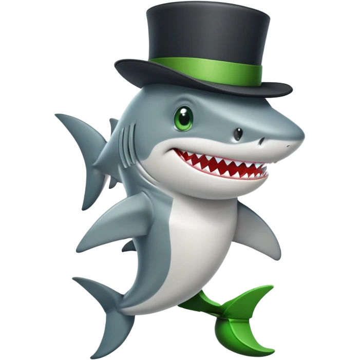Shark with a top hat and green boots emoji